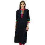 Bimba Kurti Pamuk Standart Kesim Düz Siyah Kurta Kadın Tunik