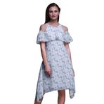 Bimba Vardiya Şık Stil Soğuk Omuz Açık Lavanta Mavisi Kadın Elbise