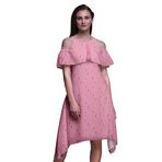 Bimba Vardiya Şık Stil Soğuk Omuz Açık Pembe 2 Kadın Elbise