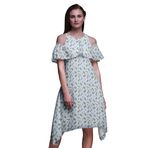 Bimba Vardiya Şık Stil Soğuk Omuz Hafif Çelik Mavi Kadın Elbise