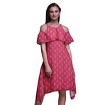 Bimba Vardiya Şık Stil Soğuk Omuz Macenta Kadın Elbise
