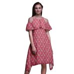 Bimba Vardiya Şık Stil Soğuk Omuz Pembe 2 Kadın Elbise