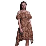 Bimba Vardiya Şık Stil Soğuk Omuz Tuğla Kırmızısı Kadın Elbise