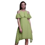 Bimba Vardiya Şık Stil Soğuk Omuz Yeşil Light Green Kadın Elbise