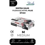 Bimel Ekstra Kalın Nitril Siyah Plus Muayene Eldiveni M - 1 Paket 100'lü