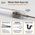 BİMEX Kanal Açma Makinesi Spiral Ucu Honi 16_ mm – Profesyonel Kılavuz Yay – Gider ve Kanalizasyon Açma. - HONİ