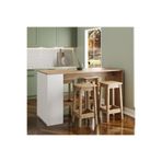 Bimossa Edgar G4812 4 Adet Tabureli Modern Bar Masası 160cm Ahşap Üst Beyaz Alt Çok Amaçlı Yemek Masası