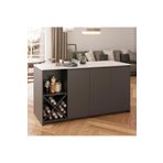 Bimossa Gustav L4730 Mutfak Adası 160cm Carrara Mermer Antrasit Şaraplık Bar Masası Çok Amaçlı Dolap