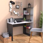 Bimossa T9030 Barlas Kitaplıklı Antrasit-Beyaz Çalışma Masası
