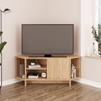 Bimossa Teo B1310 Köşe Tv Ünitesi Tv Sehpası – Ahşap Sepet | 48 Inç Uyumlu Dolaplı Ceviz