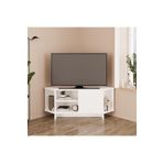 Bimossa TEO B1320 113 cm Köşe TV Ünitesi, Televizyon Sehpası - Beyaz, Tek Kapaklı, Raflı 48 inç Uyumlu
