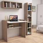 Bimossa U1020 Nurbanu Kitaplık Ve Raflı Çalışma Masası Ceviz/beyaz