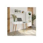 Bimossa U5010 Janus Raflı Kitaplıklı Beyaz Çalışma Masası
