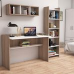 Bimossa U7020 Hürrem Kitaplık ve Raflı Ceviz/Beyaz Çalışma Masası