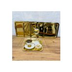 BİMOTE 6'lı GOLD Paslanmaz Çelik 21x21cm Kare Çay, Kahve, Pasta Servis Tepsisi Dekoratif Sunum Tepsisi