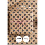 Bimotif 10LU Ambalaj, Paket Kağıdı, 70X100 cm Puantiye Desenli, Kraft-Siyah