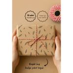 Bimotif 10LU Ambalaj, Paket Kağıdı, 70X100 cm Yaprak Desenli, Kraft-Siyah