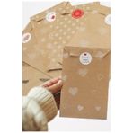 Bimotif 20li Karışık (Kalp ve Yaprak) Kese Kağıdı Hediye Paketi (11x20 cm ) ve Sticker Seti