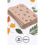 Bimotif 50li Yaprak Desenli Kese Kağıdı, Kraft-Siyah 11x20 cm, Desenli Hediye Paketi, Ambalaj Paketi