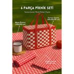 Bimotif 6 Parça Termoslu Piknik Seti (Termos Çanta, Pamuklu Kumaş Piknik Örtüsü ve 4 adet Peçete)