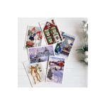 Bimotif 6lı Simli Kartpostal Seti, Yılbaşı, Kırmızı Ev