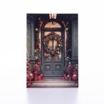 Bimotif Kartpostal, Yılbaşı, Kırmızı Yılbaşı Süslü Kapı, 12x17 Cm / 6 Adet
