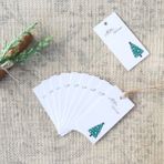 Bimotif Yılbaşı Çam Figürlü Yeşil Beyaz 10 Adet 3.5x7 cm Dikdörtgen Etiket