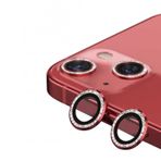 Binano iPhone 11-12-12 Mini Taşlı Kırmızı Kamera Koruyucu