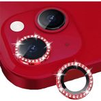 Binano iPhone 14-14 Plus Taşlı Kırmızı Kamera Koruyucu