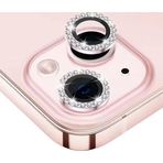 Binano iPhone 14-14 Plus Taşlı Pembe Kamera Koruyucu