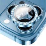 Binano iPhone 15-15 Plus Taşlı Deniz Mavisi Kamera Koruyucu