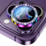 Binano Iphone 15/15 Plus Taşlı Gökkuşağı Kamera Koruyucu