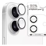 Binano iPhone 16 16 Plus Bi Metal Ring Gümüş Kamera Koruyucu