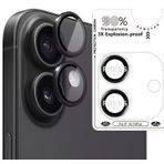 Binano iPhone 16 16 Plus Bi Metal Ring Siyah Kamera Koruyucu