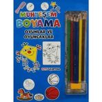 Binbir Göz Kitap Muhteşem Boyama - Oyunlar ve Oyuncaklar + 6lı Boya Kalemi