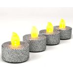 Binbir Reyon Binbirreyon Pilli Tealight Mum 4 Adetli Simli Parlak Gövde Titreyen Alevli Mum Piller Dahil 80 Saat MA057 - Gri