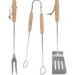 Binbir Reyon Mangal Aksesuar Seti Maşa Spatula Çatal 3 Parça Ahşap Saplı 43 cm AF052
