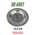 Binbir Trend 12.5 cm Otantik Desenli Paslanmaz Krom Çelik Hurma Tabağı, Zeytin, İftariyelik Tabağı