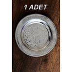 Binbir Trend 14 cm - Otantik Desenli Krom Çelik Meze ve Servis Tabağı - 1 Adet