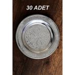 Binbir Trend 14 cm - Otantik Desenli Krom Çelik Meze ve Servis Tabağı - 30 Adet