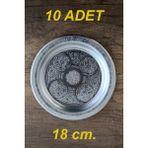 Binbir Trend 18 cm - Otantik Desenli Krom Çelik Meze ve Servis Tabağı - 10 Adet
