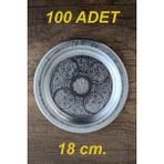 Binbir Trend 18 cm - Otantik Desenli Krom Çelik Meze ve Servis Tabağı - 100 Adet