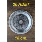 Binbir Trend 18 cm - Otantik Desenli Krom Çelik Meze ve Servis Tabağı - 30 Adet