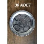 Binbir Trend 21 cm - Otantik Desenli Krom Çelik Meze ve Servis Tabağı