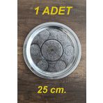 Binbir Trend 25 cm - Otantik Desenli Krom Çelik Meze ve Servis Tabağı, Salata Tabağı