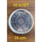 Binbir Trend 35 cm - Otantik Desenli Krom Çelik Meze ve Servis Tabağı, Salata Tabağı