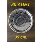Binbir Trend 39 cm - Otantik Desenli Krom Çelik Meze ve Servis Tabağı, Salata Tabağı, Kebap Tabağı - 30 Adet