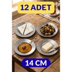 Binbir Trend Paslanmaz Krom Çelik Dövme Desenli Kahvaltı Tabağı ve Meze Tabağı (4-6-12-30-50-100 Adet Seçenekli)