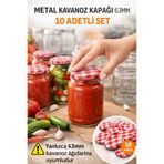Binbirreyon 10 Adet Metal Kavanoz Kapağı Seti Turşu Konserve Kapağı RA438