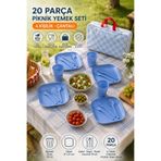 Binbirreyon 21 Parça Çantalı Piknik Seti Tabak Bardak Çatal Bıçak Kaşık Set Plastik HF025